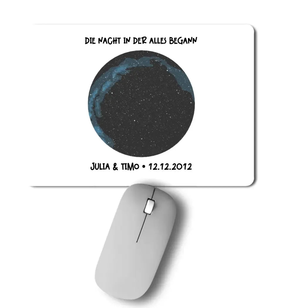 Echte Sternenkarte mit Ort/Zeit und deinem Text • Mousepad • Exklusivdesign • personalisiert von HalloGeschenk.de