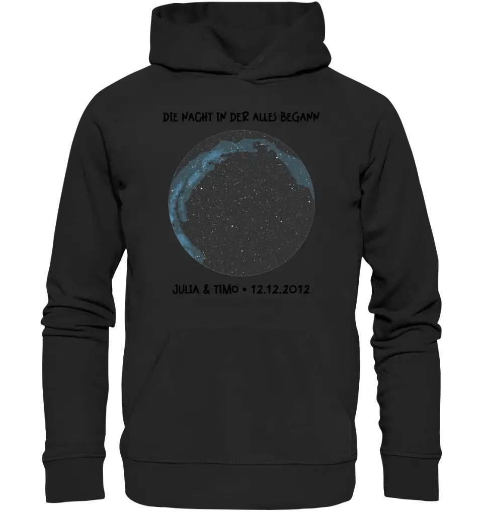 Echte Sternenkarte mit Ort/Zeit und deinem Text • Unisex Premium Hoodie XS - 5XL aus Bio - Baumwolle für Damen & Herren • Exklusivdesign • personalisiert von HalloGeschenk.de