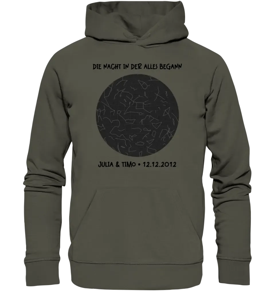 Echte Sternenkarte mit Ort/Zeit und deinem Text • Unisex Premium Hoodie XS - 5XL aus Bio - Baumwolle für Damen & Herren • Exklusivdesign • personalisiert von HalloGeschenk.de