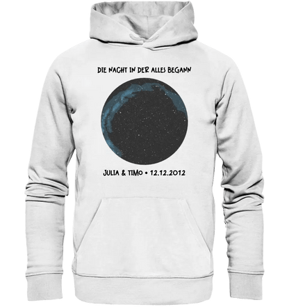 Echte Sternenkarte mit Ort/Zeit und deinem Text • Unisex Premium Hoodie XS - 5XL aus Bio - Baumwolle für Damen & Herren • Exklusivdesign • personalisiert von HalloGeschenk.de