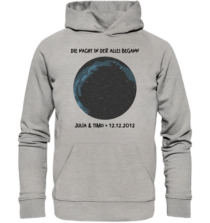 Echte Sternenkarte mit Ort/Zeit und deinem Text • Unisex Premium Hoodie XS - 5XL aus Bio - Baumwolle für Damen & Herren • Exklusivdesign • personalisiert von HalloGeschenk.de