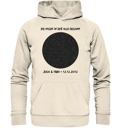 Echte Sternenkarte mit Ort/Zeit und deinem Text • Unisex Premium Hoodie XS - 5XL aus Bio - Baumwolle für Damen & Herren • Exklusivdesign • personalisiert von HalloGeschenk.de