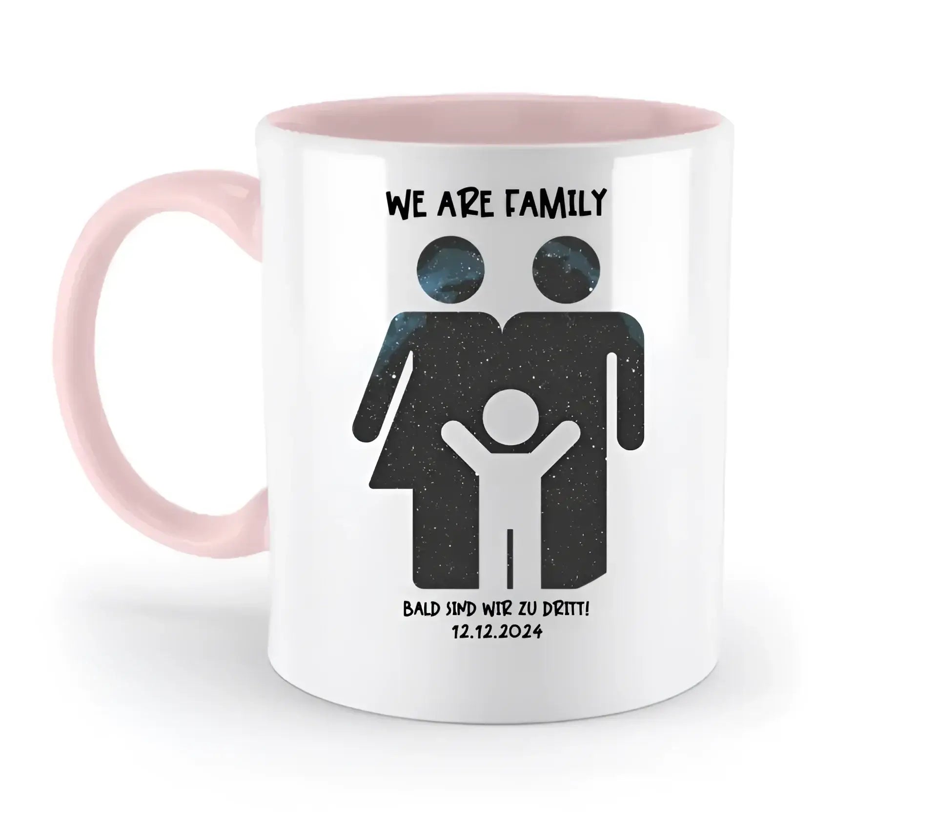 Echte Sternenkarte + Text • Kleine Familie • werdende Eltern • zweifarbige Tasse • Exklusivdesign • personalisiert