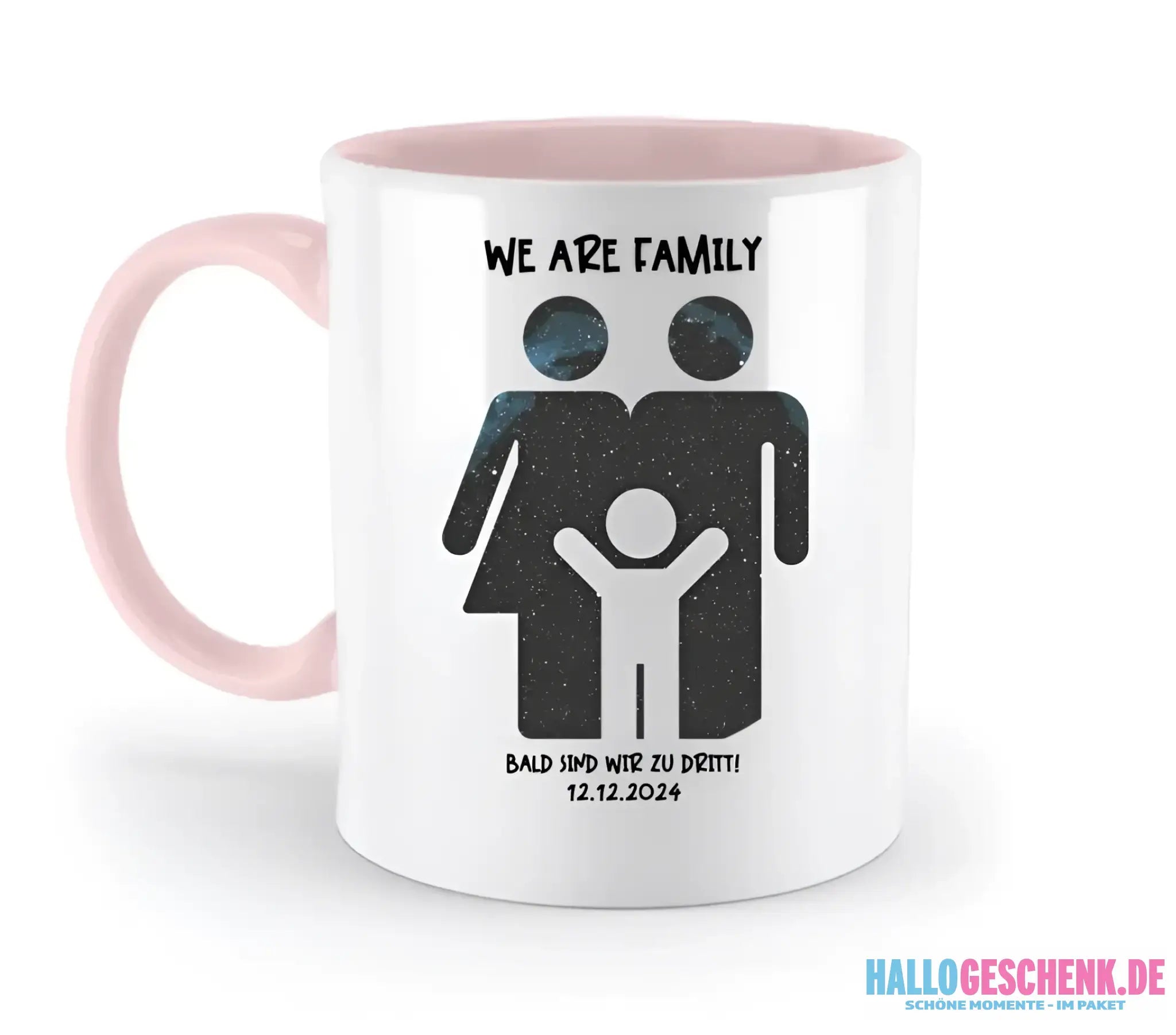 Echte Sternenkarte + Text • Kleine Familie • werdende Eltern • zweifarbige Tasse • Exklusivdesign • personalisiert