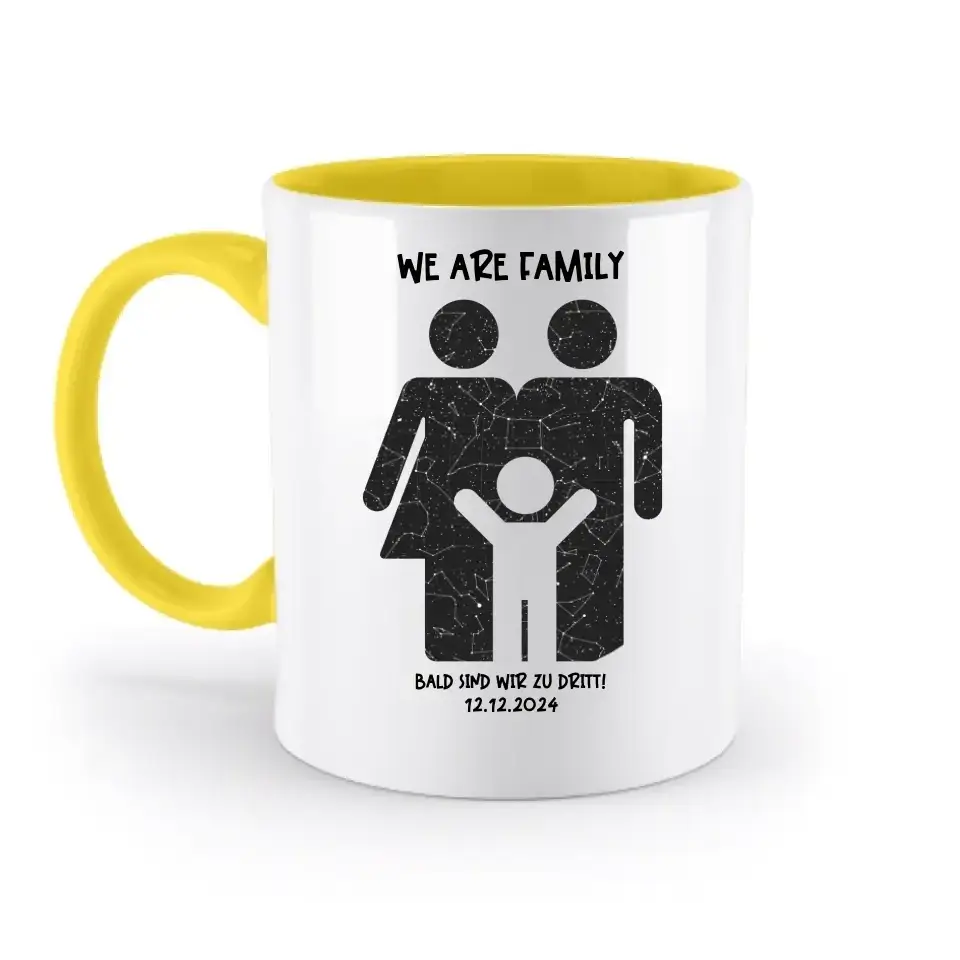 Echte Sternenkarte + Text • Kleine Familie • werdende Eltern • zweifarbige Tasse • Exklusivdesign • personalisiert