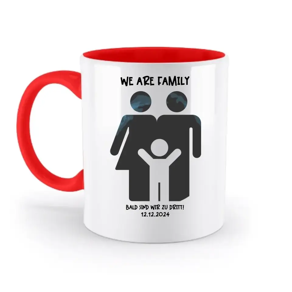 Echte Sternenkarte + Text • Kleine Familie • werdende Eltern • zweifarbige Tasse • Exklusivdesign • personalisiert