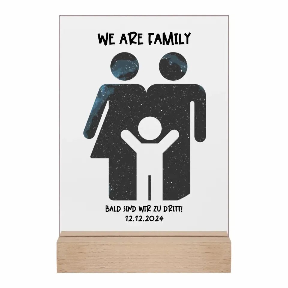 Echte Sternenkarte + Text • Kleine Familie • werdende Eltern • Acrylaufsteller 15x20 cm mit oder ohne Gravur • personalisiert von HalloGeschenk.de