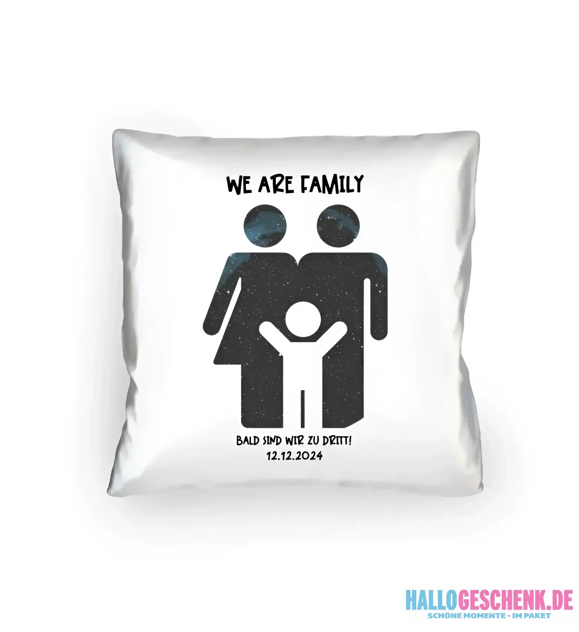 Echte Sternenkarte + Text • Kleine Familie • werdende Eltern • Kissen 40x40 cm • personalisiert - Kissen 40x40 cm