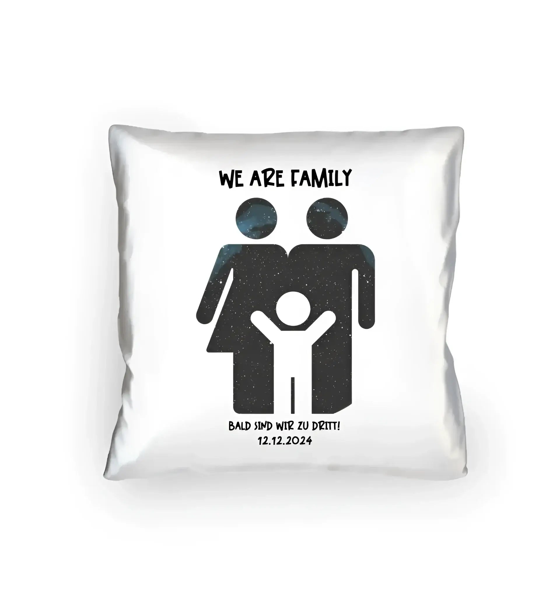 Echte Sternenkarte + Text • Kleine Familie • werdende Eltern • Kissen 40x40 cm • personalisiert - Kissen 40x40 cm