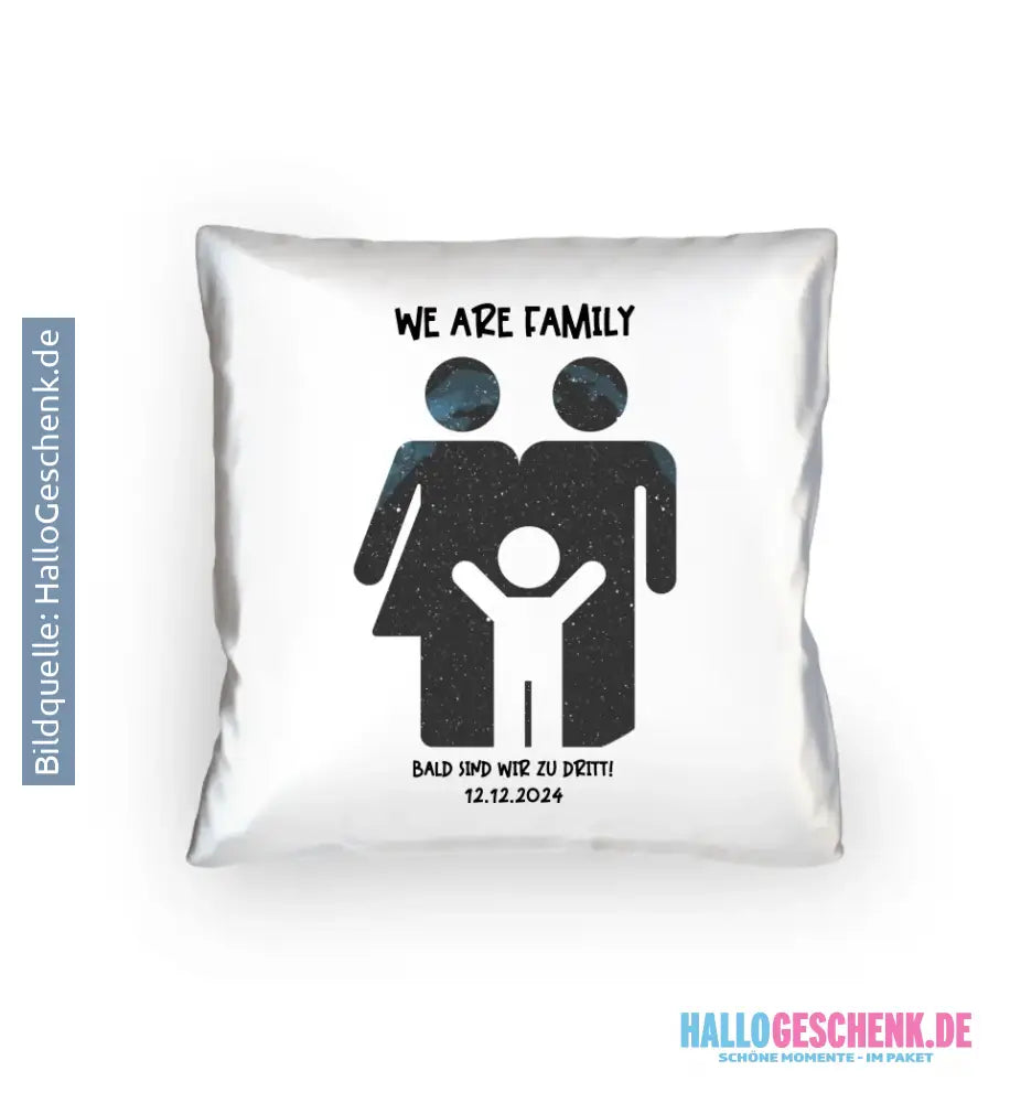 Echte Sternenkarte + Text • Kleine Familie • werdende Eltern • Kissen 40x40 cm • personalisiert - Kissen 40x40 cm