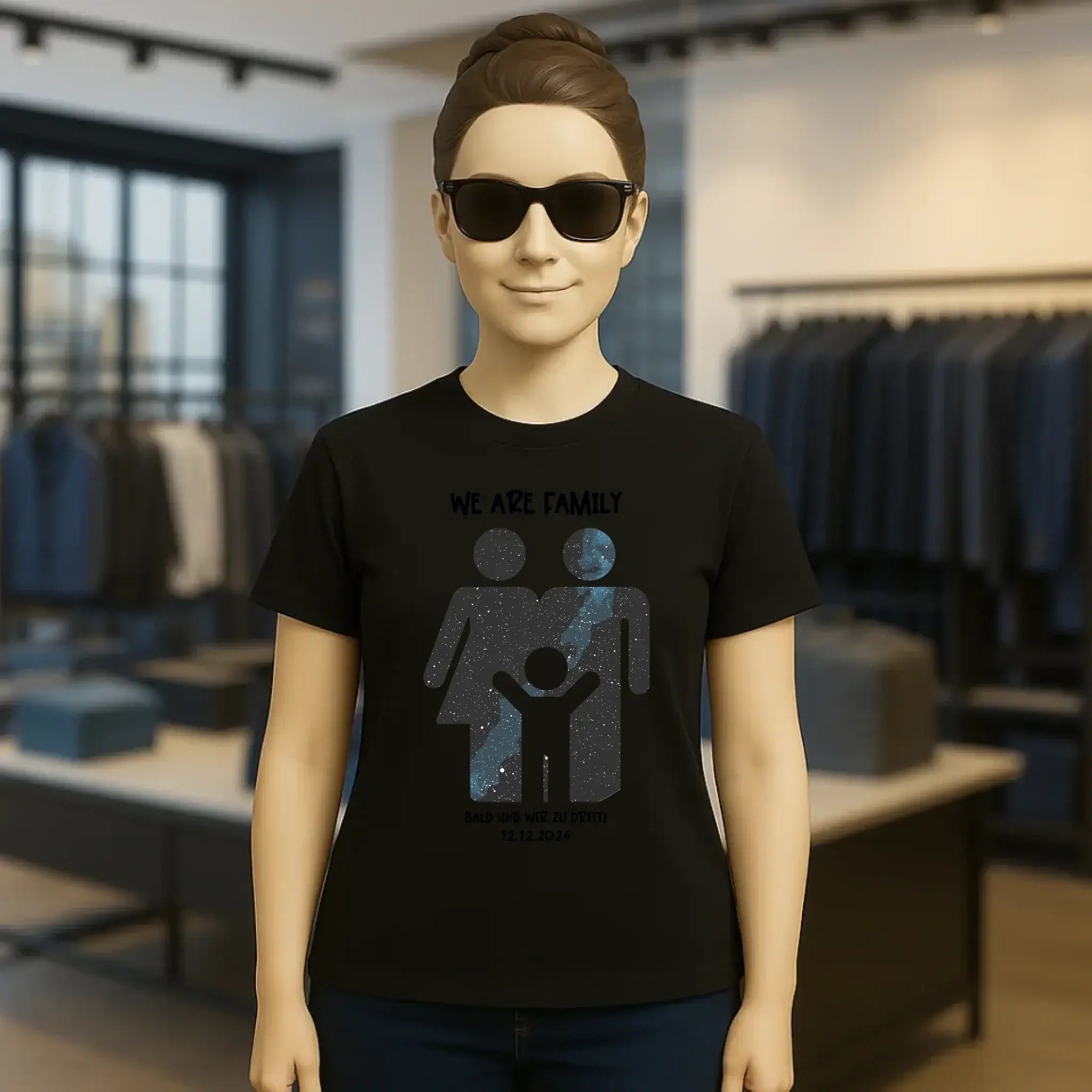 Echte Sternenkarte + Text • Kleine Familie • werdende Eltern • Ladies Premium T-Shirt XS-2XL aus Bio-Baumwolle für Damen • Exklusivdesign • personalisiert