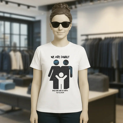 Echte Sternenkarte + Text • Kleine Familie • werdende Eltern • Ladies Premium T-Shirt XS-2XL aus Bio-Baumwolle für Damen • Exklusivdesign • personalisiert