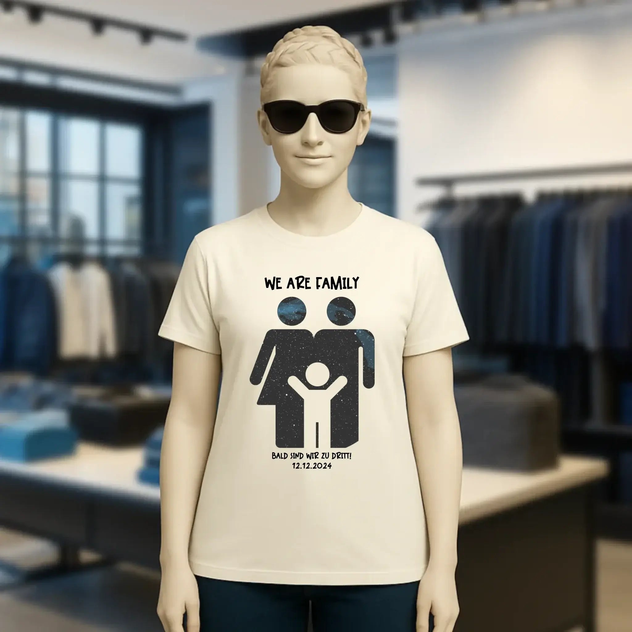 Echte Sternenkarte + Text • Kleine Familie • werdende Eltern • Ladies Premium T-Shirt XS-2XL aus Bio-Baumwolle für Damen • Exklusivdesign • personalisiert