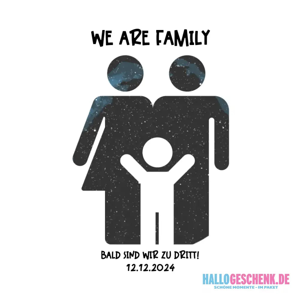 Echte Sternenkarte + Text • Kleine Familie • werdende Eltern • STICKER 20x20cm (Aufkleber) • personalisiert - White