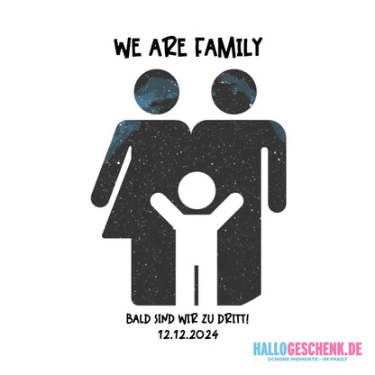 Echte Sternenkarte + Text • Kleine Familie • werdende Eltern • STICKER 20x20cm (Aufkleber) • personalisiert - White