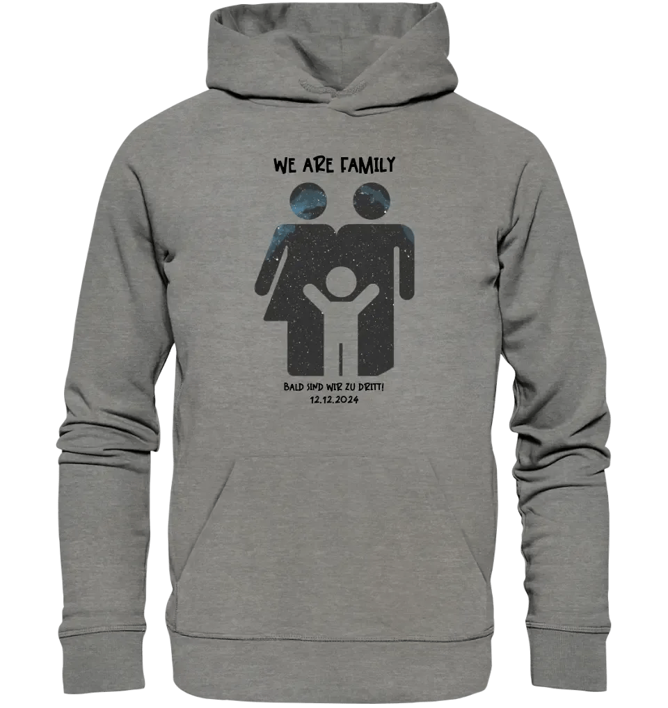 Echte Sternenkarte + Text • Kleine Familie • werdende Eltern • Unisex Premium Hoodie XS - 5XL aus Bio - Baumwolle für Damen & Herren • Exklusivdesign • personalisiert von HalloGeschenk.de