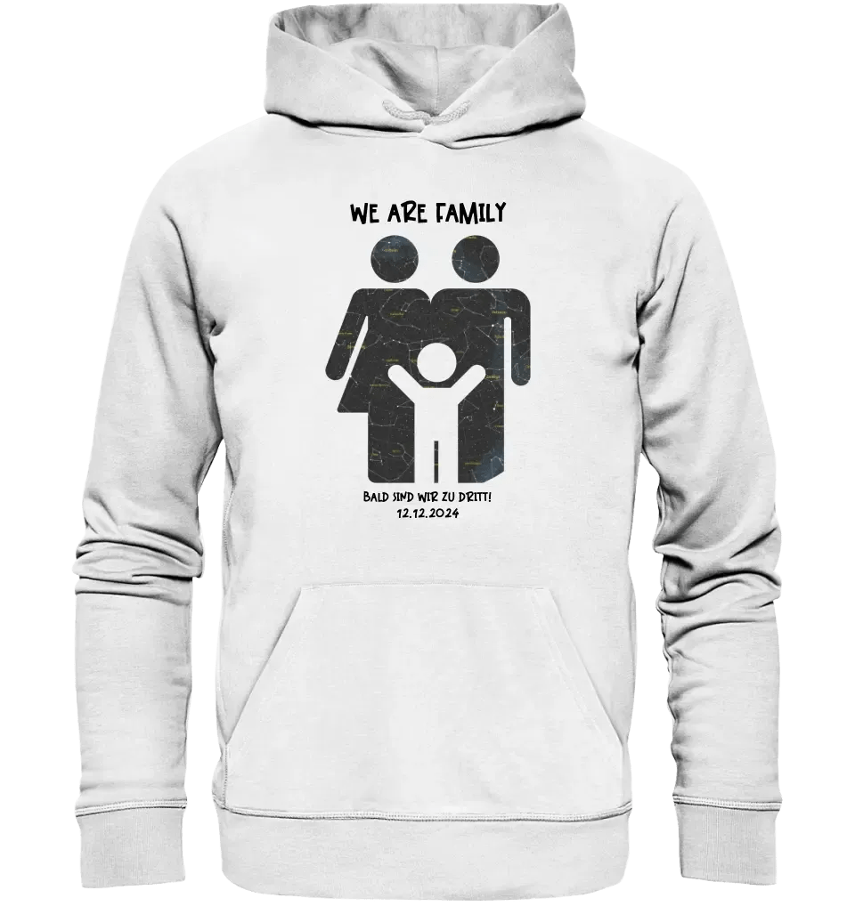 Echte Sternenkarte + Text • Kleine Familie • werdende Eltern • Unisex Premium Hoodie XS - 5XL aus Bio - Baumwolle für Damen & Herren • Exklusivdesign • personalisiert von HalloGeschenk.de