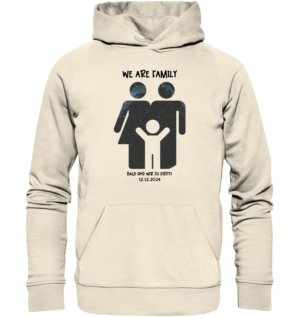 Echte Sternenkarte + Text • Kleine Familie • werdende Eltern • Unisex Premium Hoodie XS - 5XL aus Bio - Baumwolle für Damen & Herren • Exklusivdesign • personalisiert von HalloGeschenk.de