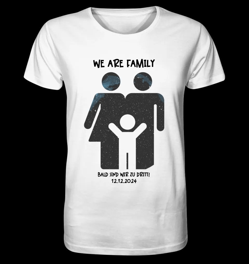 Echte Sternenkarte + Text • Kleine Familie • werdende Eltern • Unisex Premium T-Shirt XS-5XL aus Bio-Baumwolle für Damen & Herren • Exklusivdesign • personalisiert