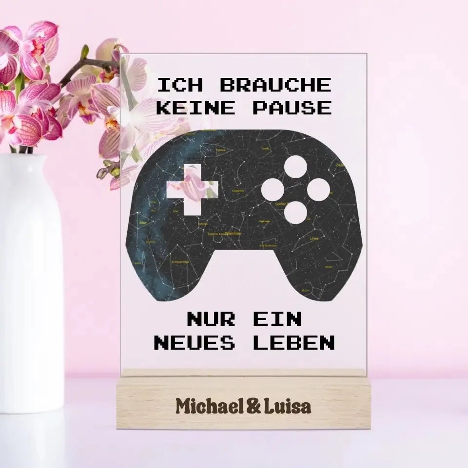 Echte Sternkarte als Controller + Text • Acrylaufsteller 15x20 cm mit oder ohne Gravur • personalisiert von HalloGeschenk.de