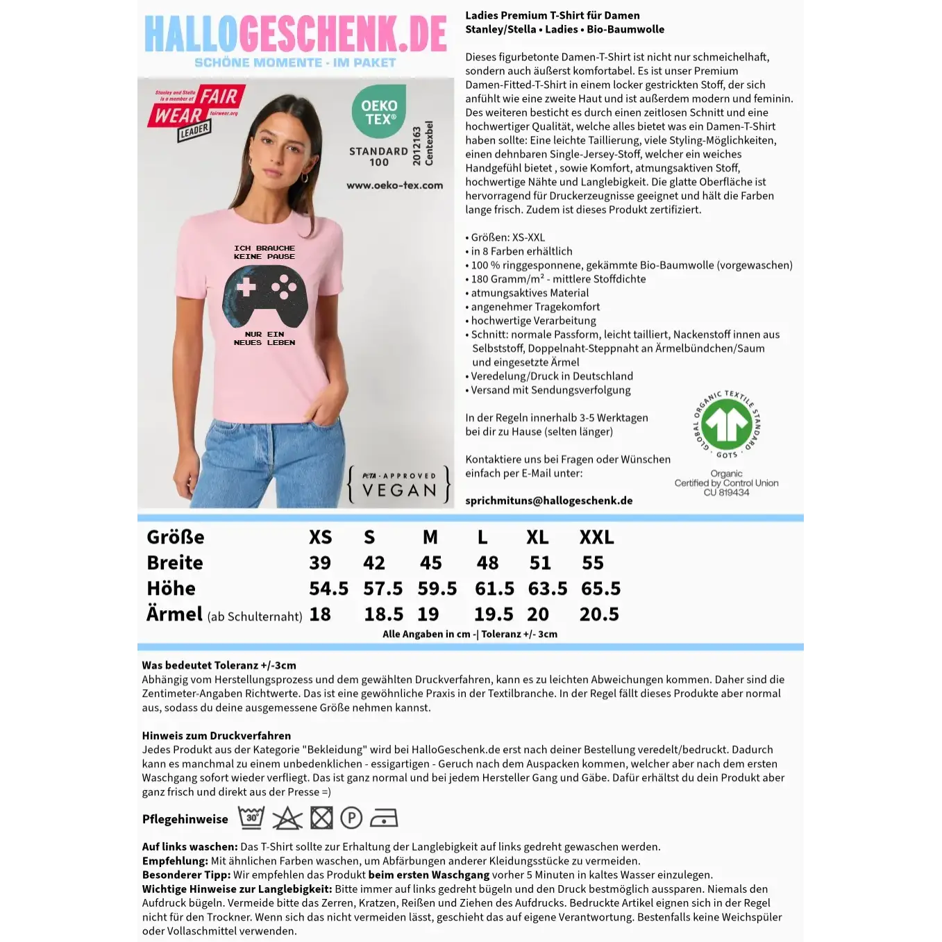 Echte Sternkarte als Controller + Text • Ladies Premium T-Shirt XS-2XL aus Bio-Baumwolle für Damen • Exklusivdesign • personalisiert