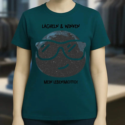 Echte Sternkarte als Emoticon mit Sonnenbrille + Text • Ladies Premium T-Shirt XS-2XL aus Bio-Baumwolle für Damen • Exklusivdesign • personalisiert