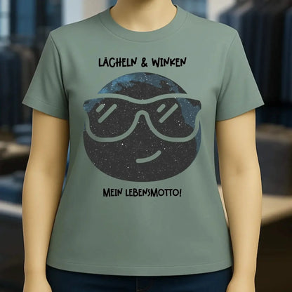 Echte Sternkarte als Emoticon mit Sonnenbrille + Text • Ladies Premium T-Shirt XS-2XL aus Bio-Baumwolle für Damen • Exklusivdesign • personalisiert