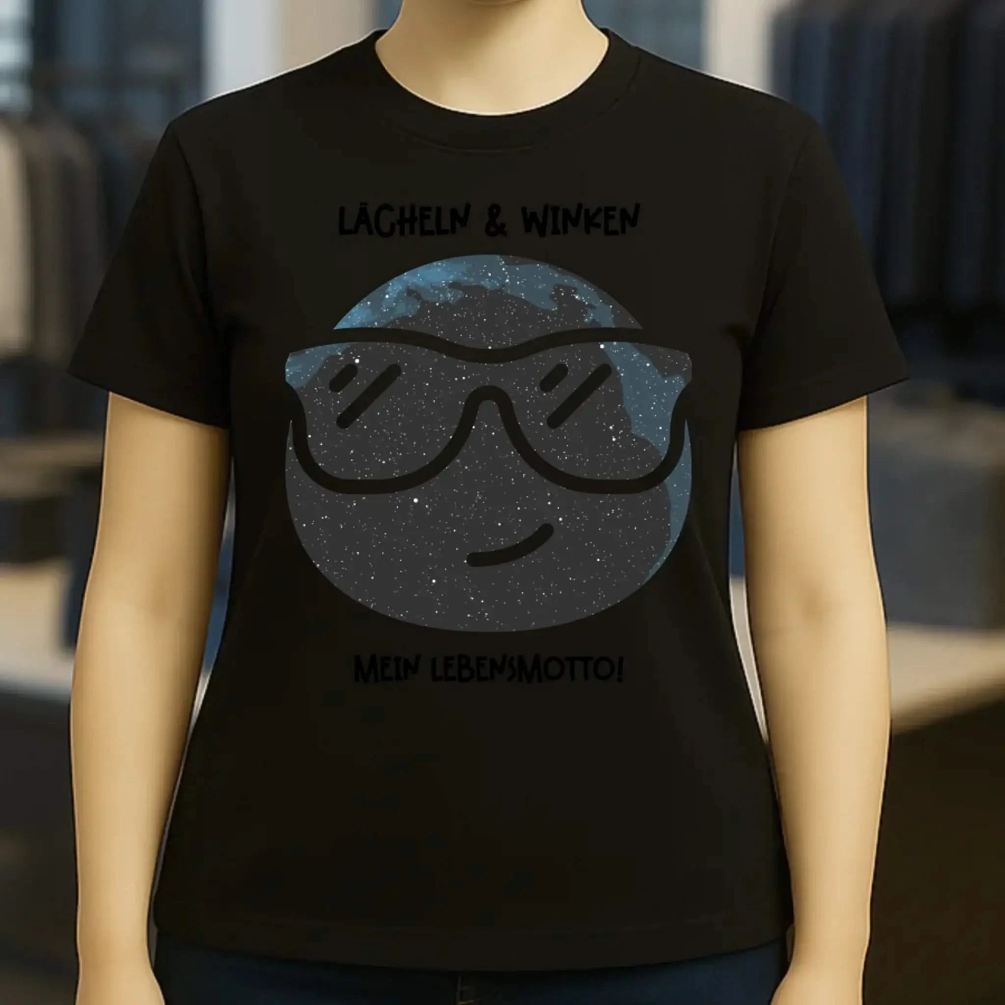 Echte Sternkarte als Emoticon mit Sonnenbrille + Text • Ladies Premium T-Shirt XS-2XL aus Bio-Baumwolle für Damen • Exklusivdesign • personalisiert