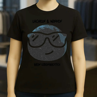 Echte Sternkarte als Emoticon mit Sonnenbrille + Text • Ladies Premium T-Shirt XS-2XL aus Bio-Baumwolle für Damen • Exklusivdesign • personalisiert