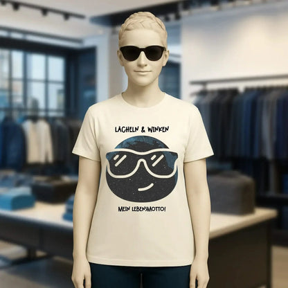 Echte Sternkarte als Emoticon mit Sonnenbrille + Text • Ladies Premium T-Shirt XS-2XL aus Bio-Baumwolle für Damen • Exklusivdesign • personalisiert
