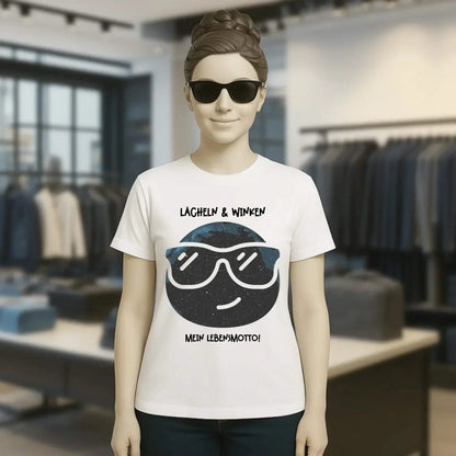 Echte Sternkarte als Emoticon mit Sonnenbrille + Text • Ladies Premium T-Shirt XS-2XL aus Bio-Baumwolle für Damen • Exklusivdesign • personalisiert
