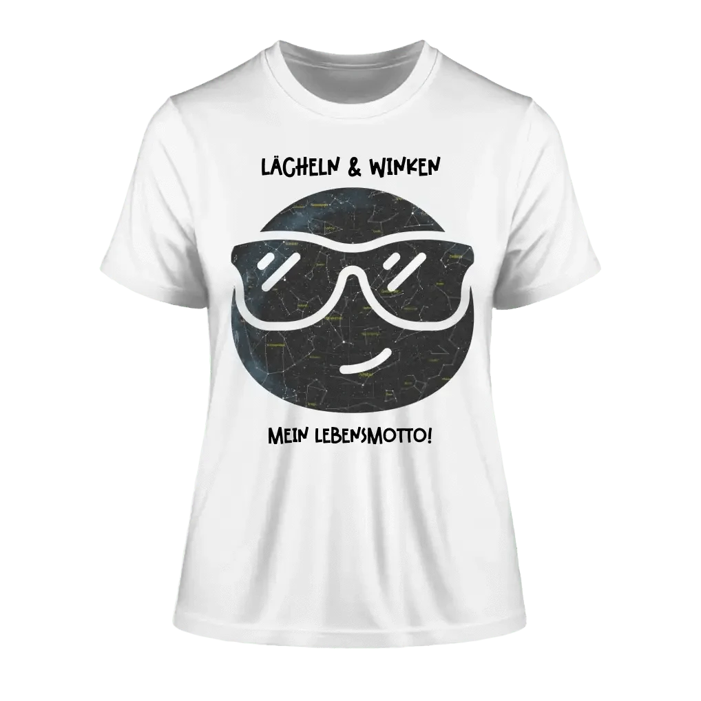 Echte Sternkarte als Emoticon mit Sonnenbrille + Text • Ladies Premium T-Shirt XS-2XL aus Bio-Baumwolle für Damen • Exklusivdesign • personalisiert