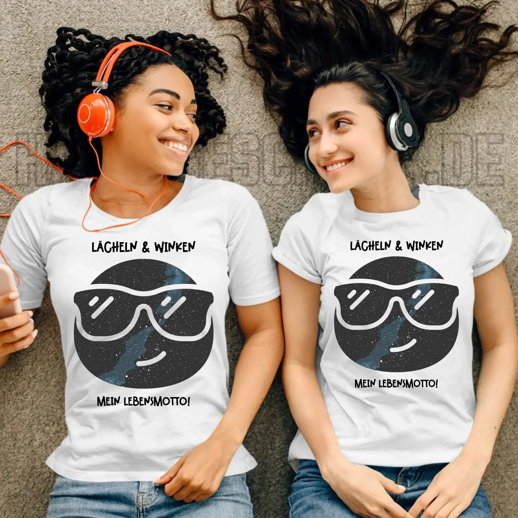 Echte Sternkarte als Emoticon mit Sonnenbrille + Text • Ladies Premium T-Shirt XS-2XL aus Bio-Baumwolle für Damen • Exklusivdesign • personalisiert