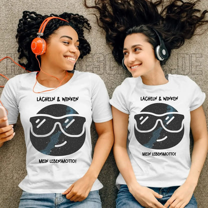 Echte Sternkarte als Emoticon mit Sonnenbrille + Text • Ladies Premium T-Shirt XS-2XL aus Bio-Baumwolle für Damen • Exklusivdesign • personalisiert