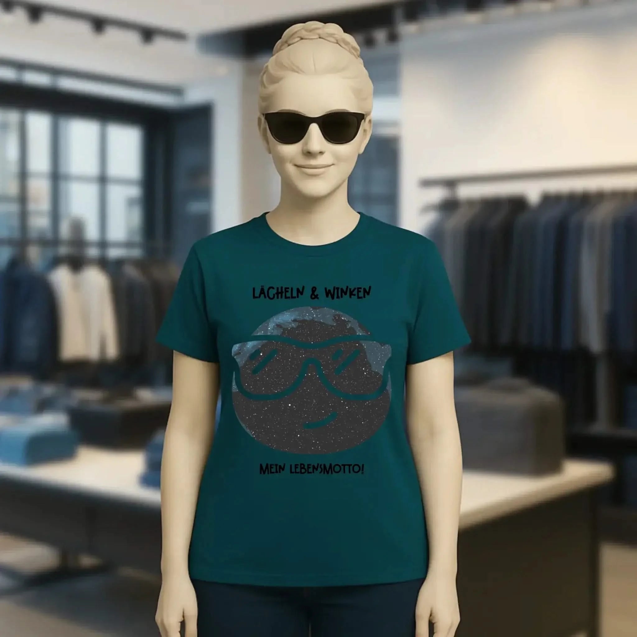Echte Sternkarte als Emoticon mit Sonnenbrille + Text • Ladies Premium T-Shirt XS-2XL aus Bio-Baumwolle für Damen • Exklusivdesign • personalisiert