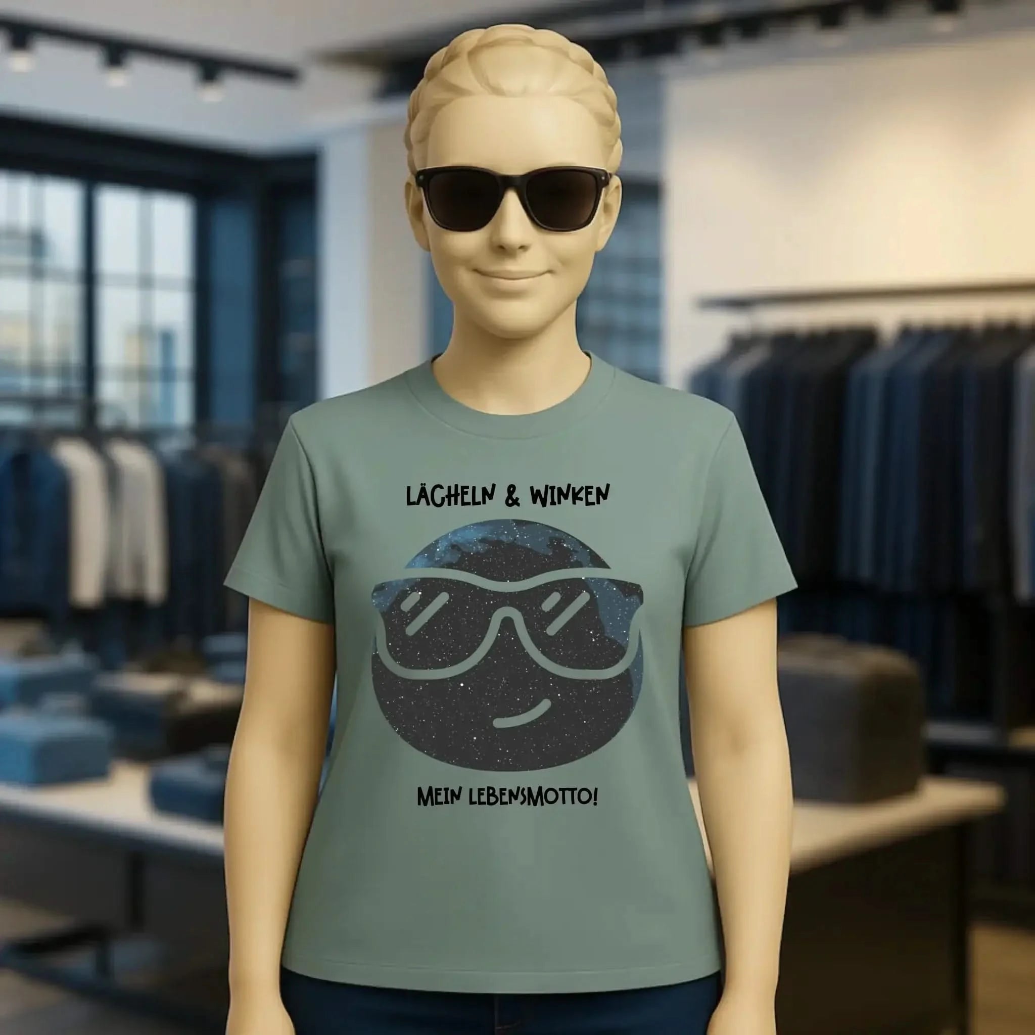 Echte Sternkarte als Emoticon mit Sonnenbrille + Text • Ladies Premium T-Shirt XS-2XL aus Bio-Baumwolle für Damen • Exklusivdesign • personalisiert