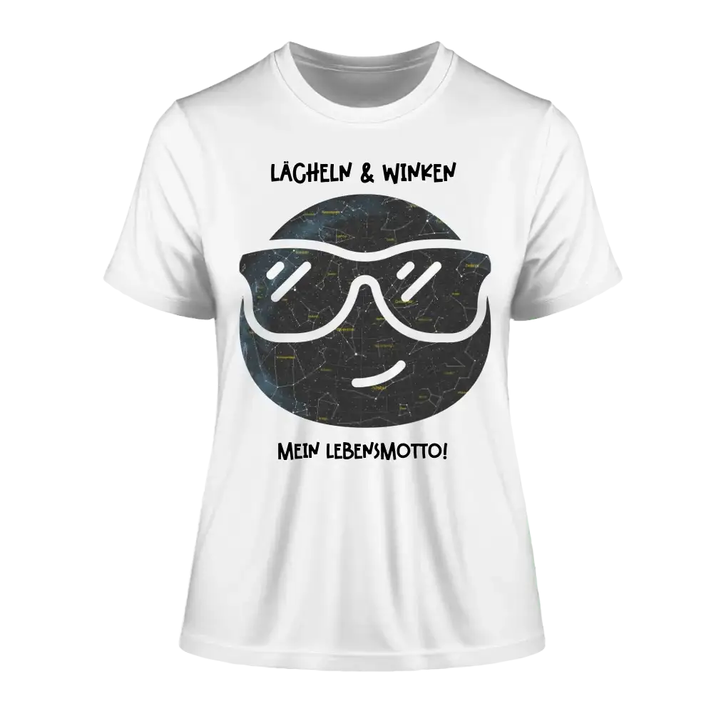 Echte Sternkarte als Emoticon mit Sonnenbrille + Text • Ladies Premium T-Shirt XS-2XL aus Bio-Baumwolle für Damen • Exklusivdesign • personalisiert