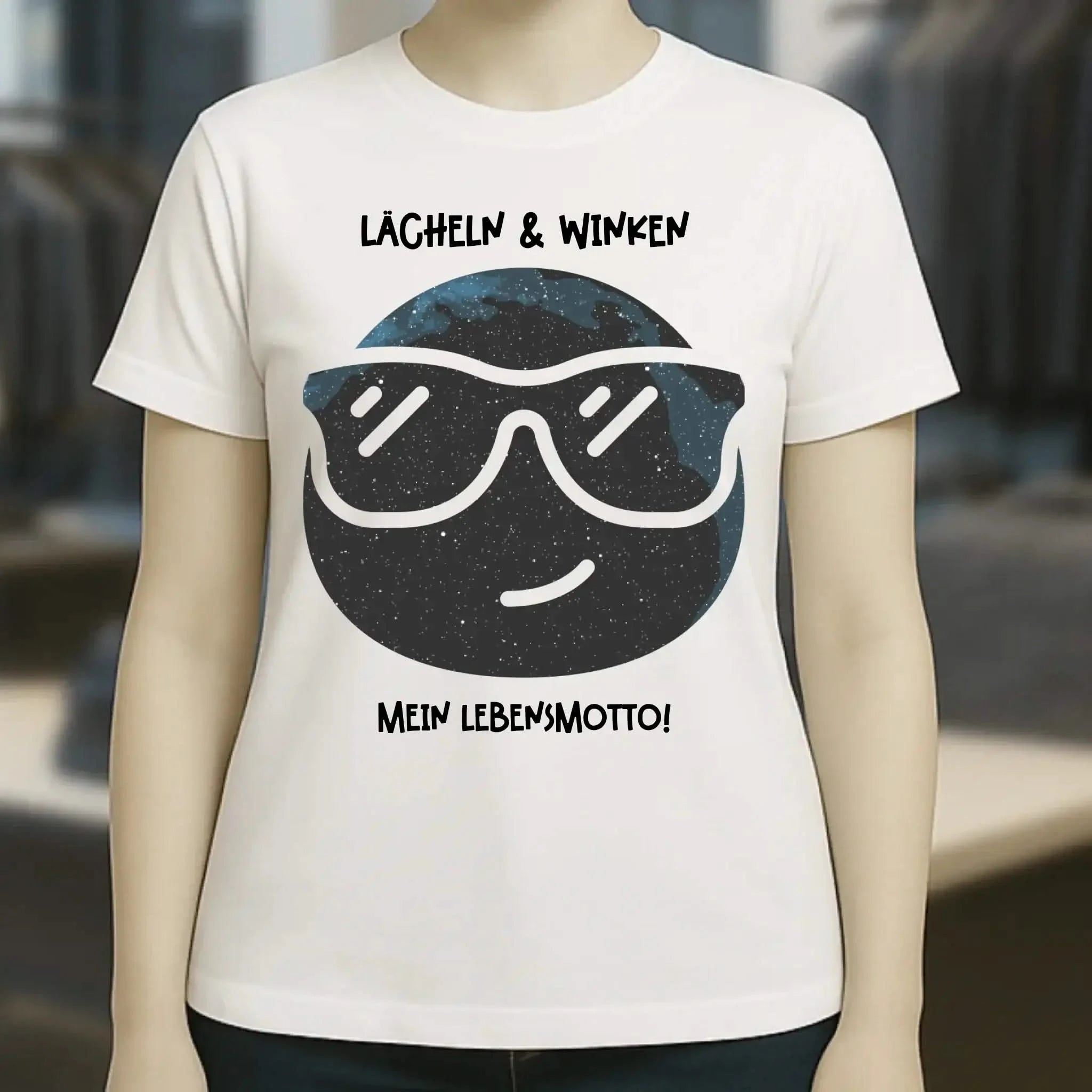 Echte Sternkarte als Emoticon mit Sonnenbrille + Text • Ladies Premium T-Shirt XS-2XL aus Bio-Baumwolle für Damen • Exklusivdesign • personalisiert