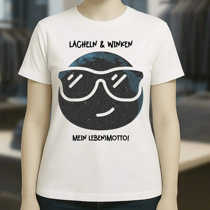 Echte Sternkarte als Emoticon mit Sonnenbrille + Text • Ladies Premium T-Shirt XS-2XL aus Bio-Baumwolle für Damen • Exklusivdesign • personalisiert