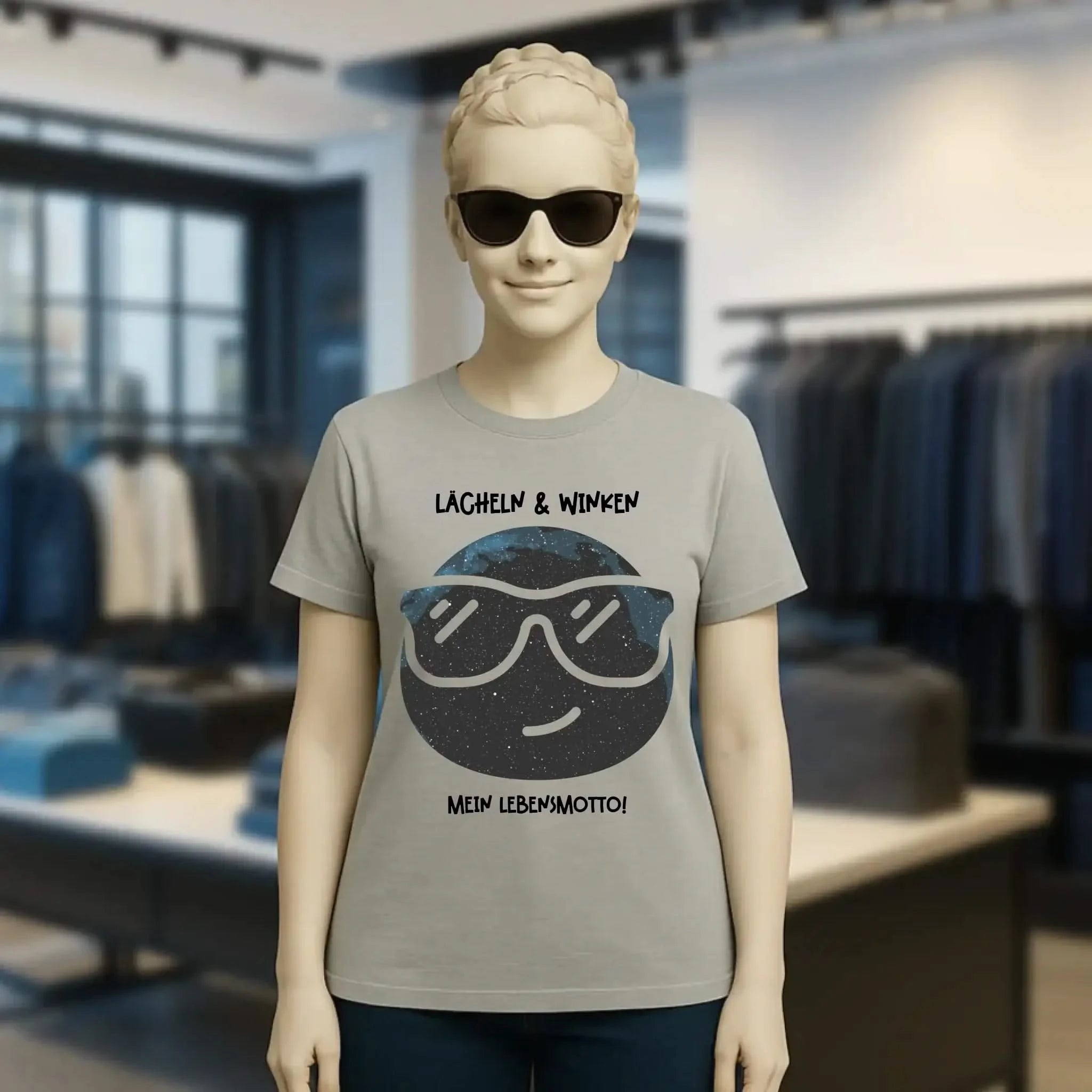 Echte Sternkarte als Emoticon mit Sonnenbrille + Text • Ladies Premium T-Shirt XS-2XL aus Bio-Baumwolle für Damen • Exklusivdesign • personalisiert