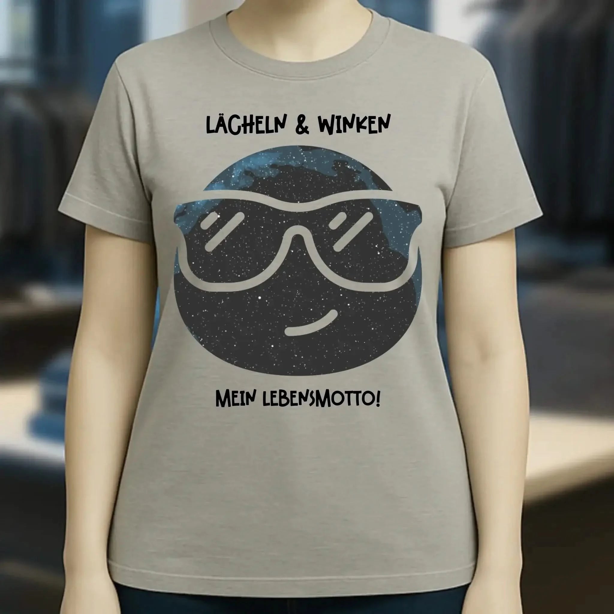 Echte Sternkarte als Emoticon mit Sonnenbrille + Text • Ladies Premium T-Shirt XS-2XL aus Bio-Baumwolle für Damen • Exklusivdesign • personalisiert