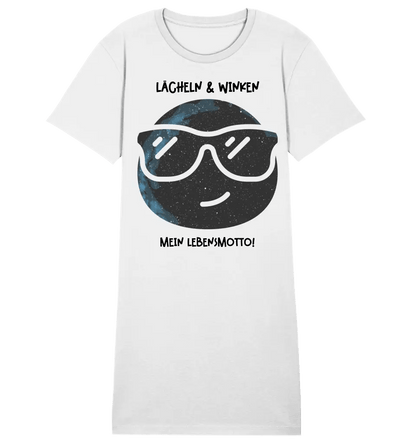 Echte Sternkarte als Emoticon mit Sonnenbrille + Text • Ladies Premium T-Shirt Kleid aus Bio - Baumwolle S - 2XL • Exklusivdesign • personalisiert von HalloGeschenk.de