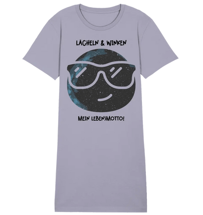 Echte Sternkarte als Emoticon mit Sonnenbrille + Text • Ladies Premium T-Shirt Kleid aus Bio - Baumwolle S - 2XL • Exklusivdesign • personalisiert von HalloGeschenk.de