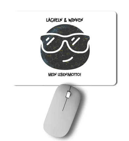 Echte Sternkarte als Emoticon mit Sonnenbrille + Text • Mousepad • Exklusivdesign • personalisiert von HalloGeschenk.de