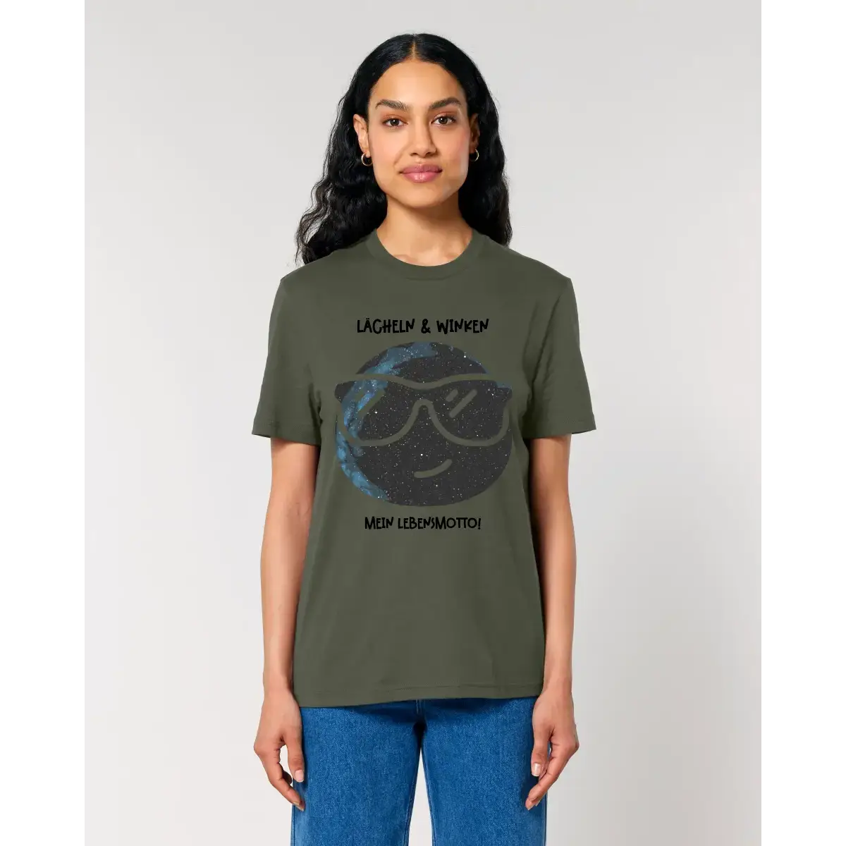 Echte Sternkarte als Emoticon mit Sonnenbrille + Text • Unisex Premium T-Shirt XS-5XL aus Bio-Baumwolle für Damen & Herren • Exklusivdesign • personalisiert