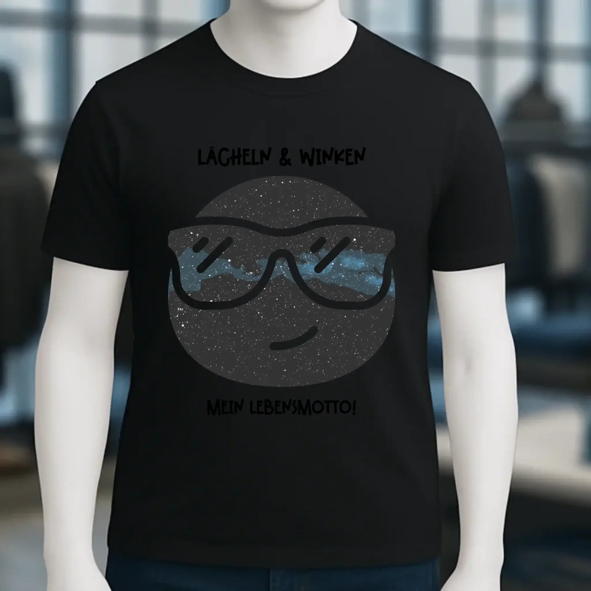 Echte Sternkarte als Emoticon mit Sonnenbrille + Text • Unisex Premium T-Shirt XS-5XL aus Bio-Baumwolle für Damen & Herren • Exklusivdesign • personalisiert
