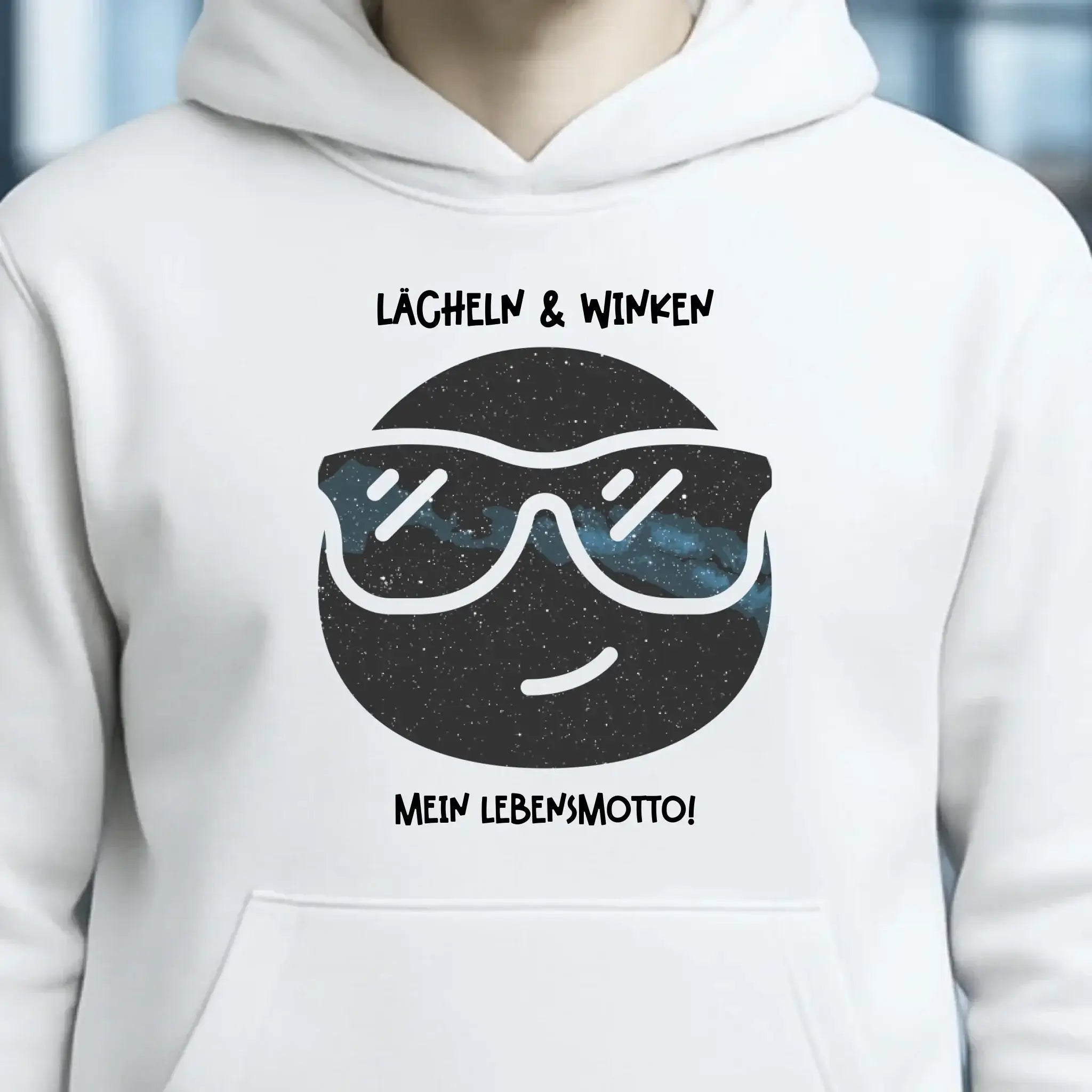 Echte Sternkarte als Emoticon mit Sonnenbrille + Text • Unisex Premium Hoodie XS-5XL aus Bio-Baumwolle für Damen & Herren • Exklusivdesign • personalisiert