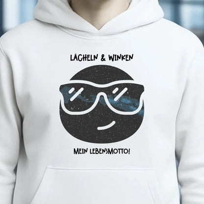 Echte Sternkarte als Emoticon mit Sonnenbrille + Text • Unisex Premium Hoodie XS-5XL aus Bio-Baumwolle für Damen & Herren • Exklusivdesign • personalisiert