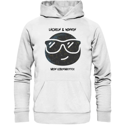 Echte Sternkarte als Emoticon mit Sonnenbrille + Text • Unisex Premium Hoodie XS-5XL aus Bio-Baumwolle für Damen & Herren • Exklusivdesign • personalisiert