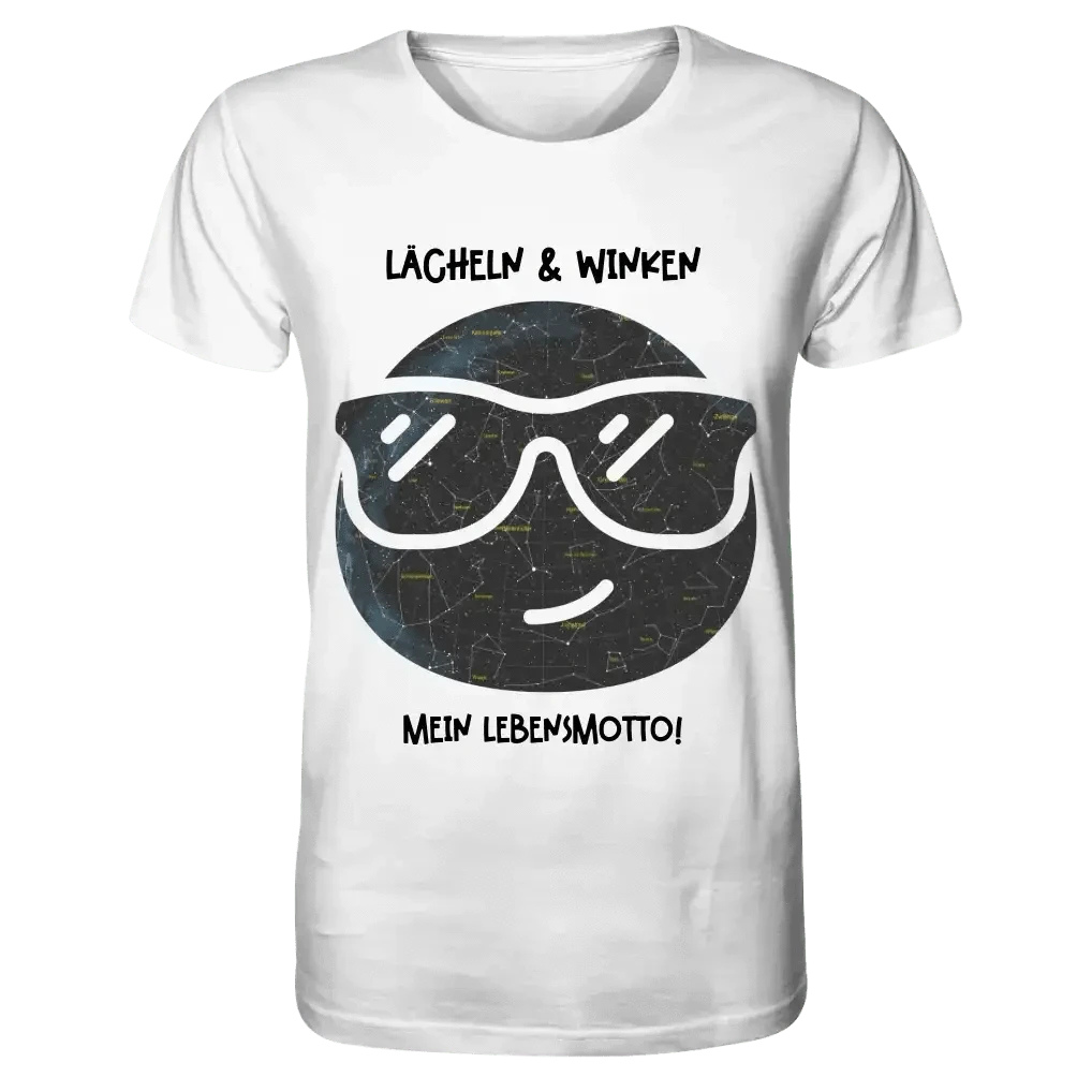Echte Sternkarte als Emoticon mit Sonnenbrille + Text • Unisex Premium T-Shirt XS-5XL aus Bio-Baumwolle für Damen & Herren • Exklusivdesign • personalisiert
